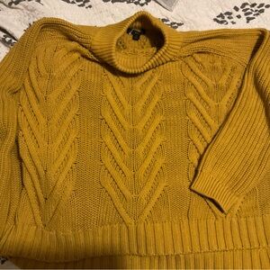 Mustard j crew mock neck fisherman-style Sweater